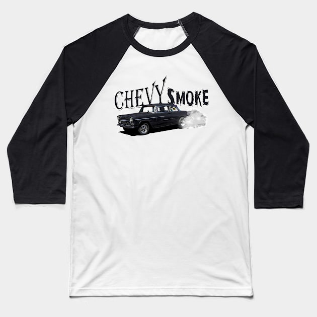 55 Chevy smoke Baseball T-Shirt by hotroddude